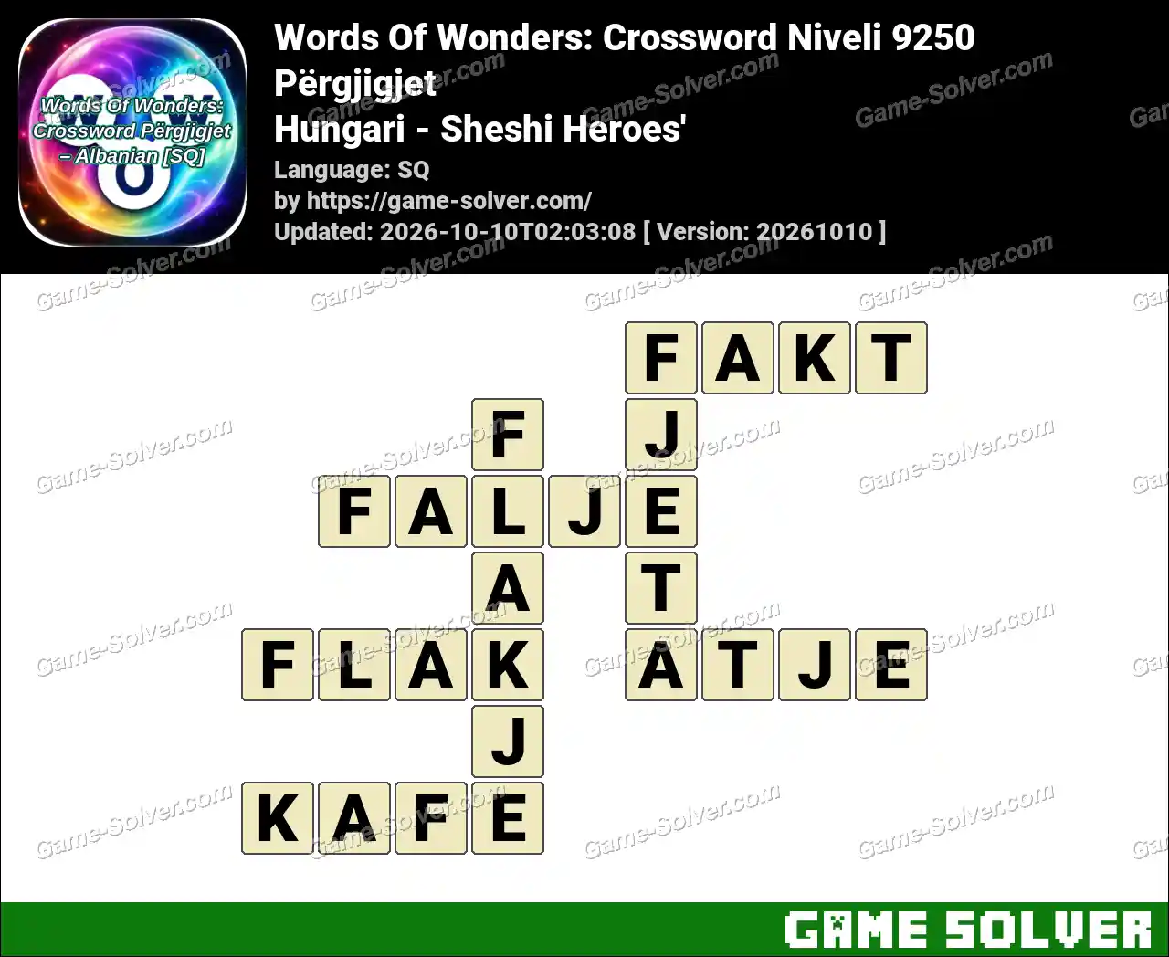 Words Of Wonders: Crossword Niveli 9250 Përgjigjet – Hungari – Sheshi Heroes’
